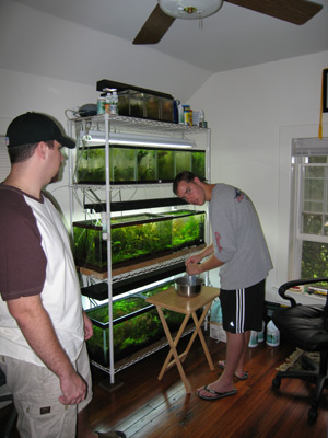 Aaron's Wall of Tanks, plus Aaron and Jeff.